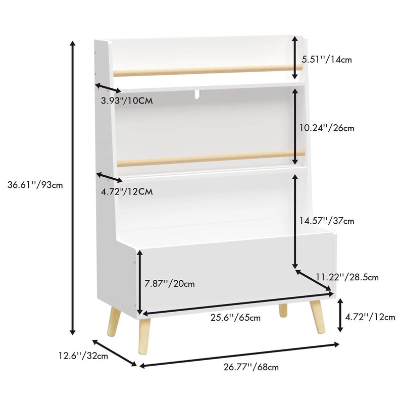 Bookshelf , Book Organizer With Toy Storage - White by Unique Piece Furniture
