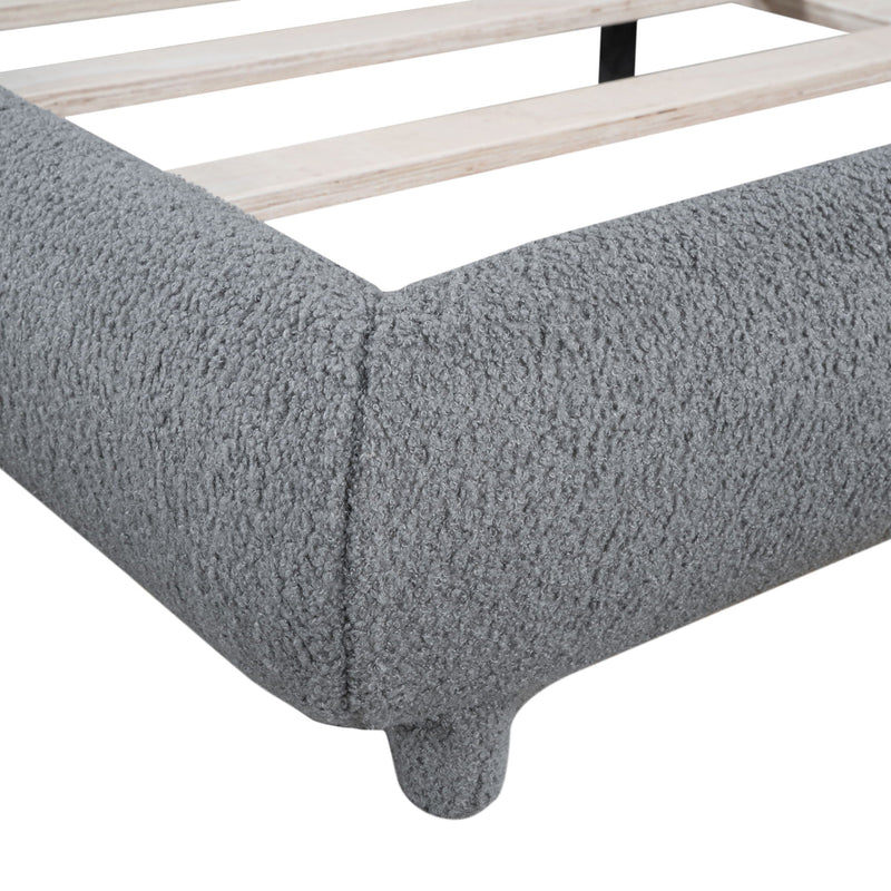 Upholstered Platform Bed With Thick Solid Frame And Stylish Curve-Shaped Design by HouseOfZazla