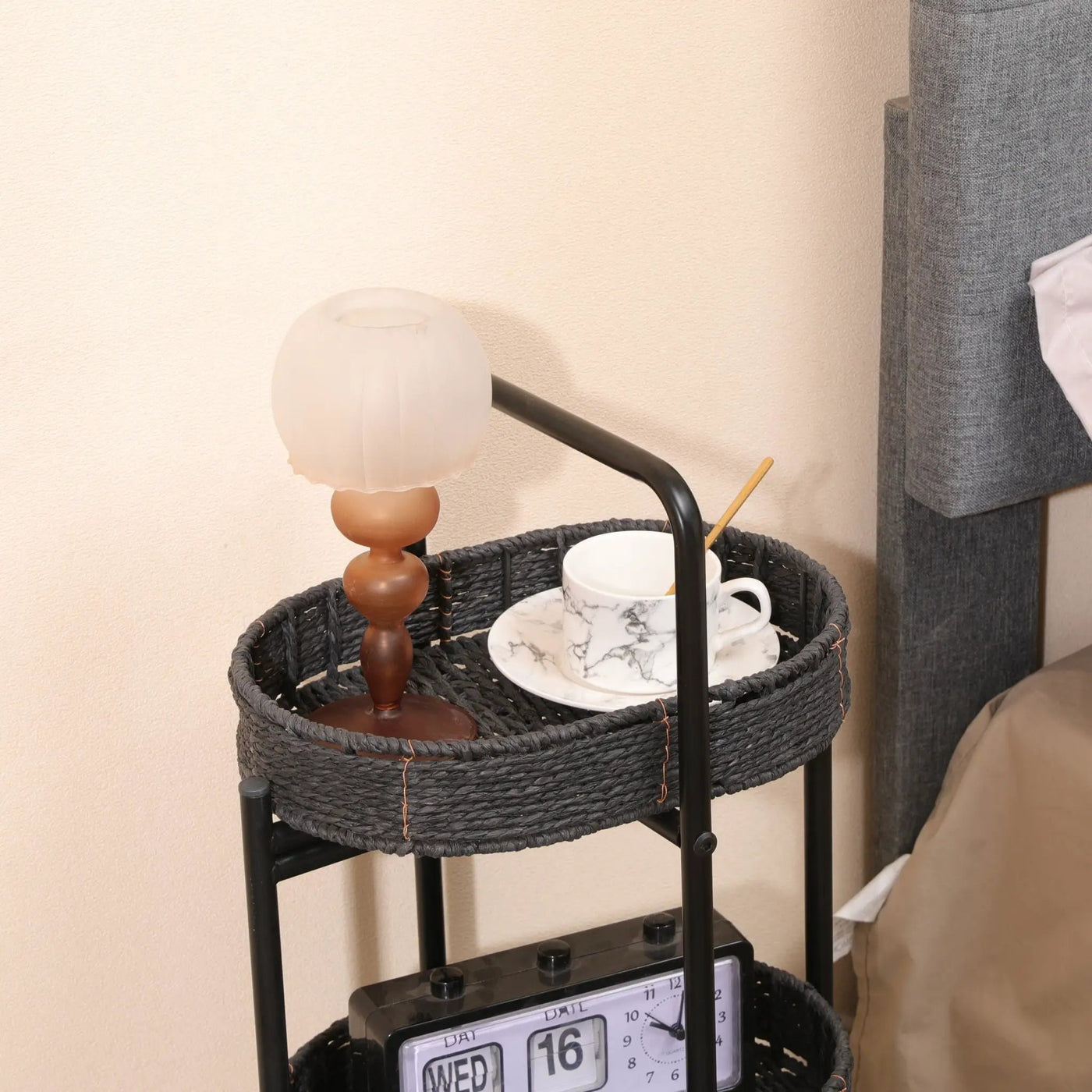 Modern 3 Tier Handwoven Side Table With Oval Organizer by HouseOfZazla