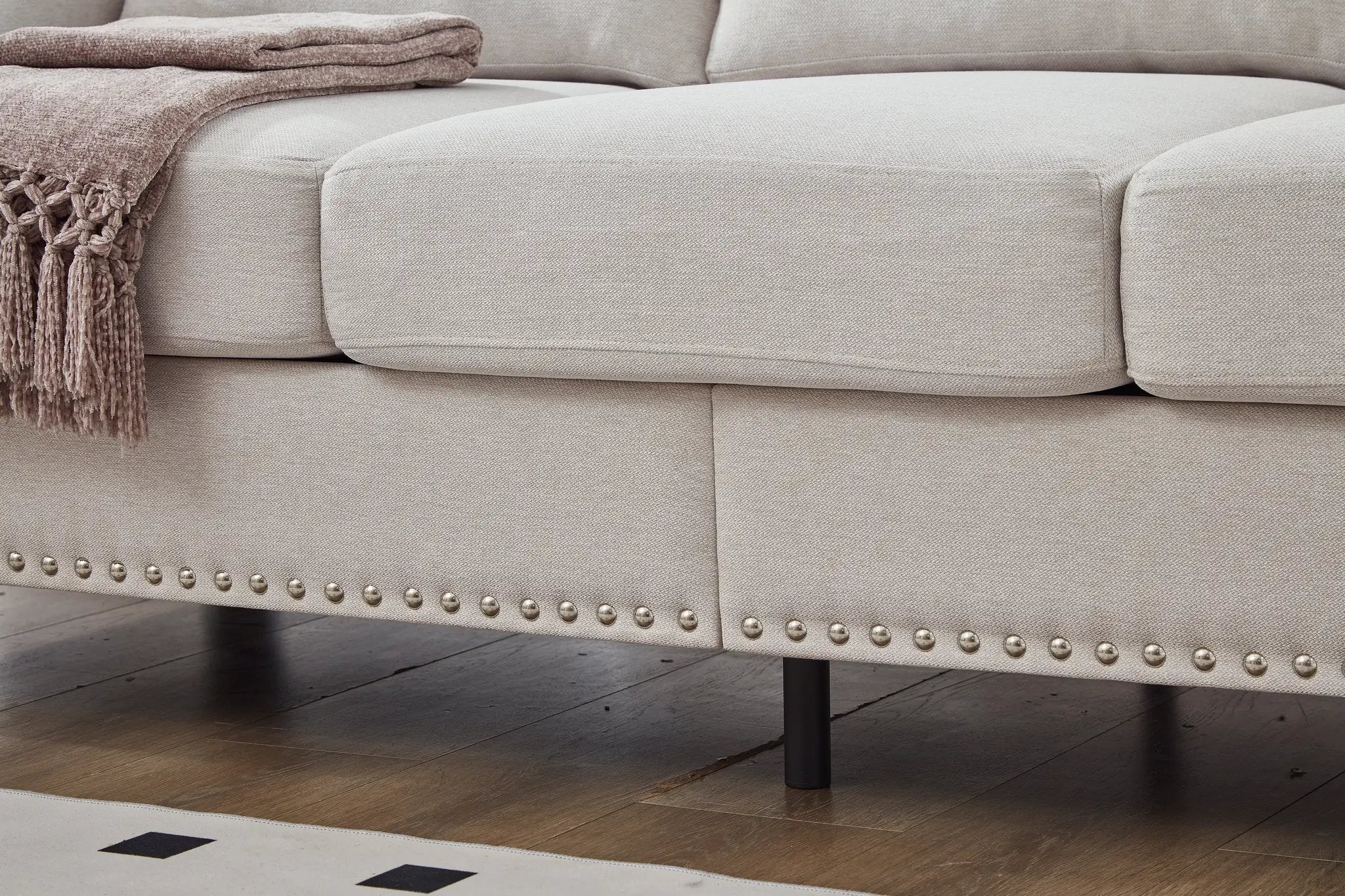 83" Modern Classic Design with Nails Living Room Three Seater Sofa by HouseOfZazla