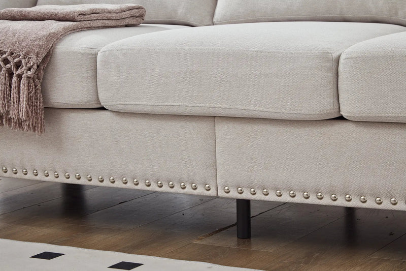 83" Modern Classic Design with Nails Living Room Three Seater Sofa by HouseOfZazla