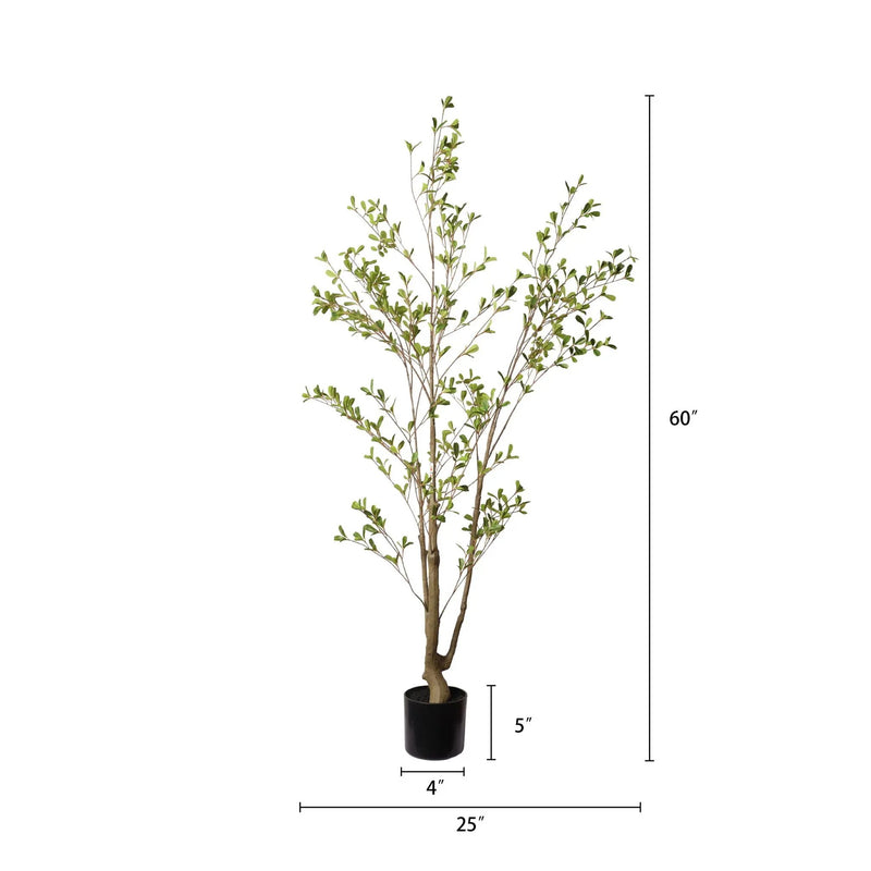 Lifelike Artificial Olive Tree With Plastic Pot For Home Living Room Decor - Green Leaves by Unique Piece Furniture