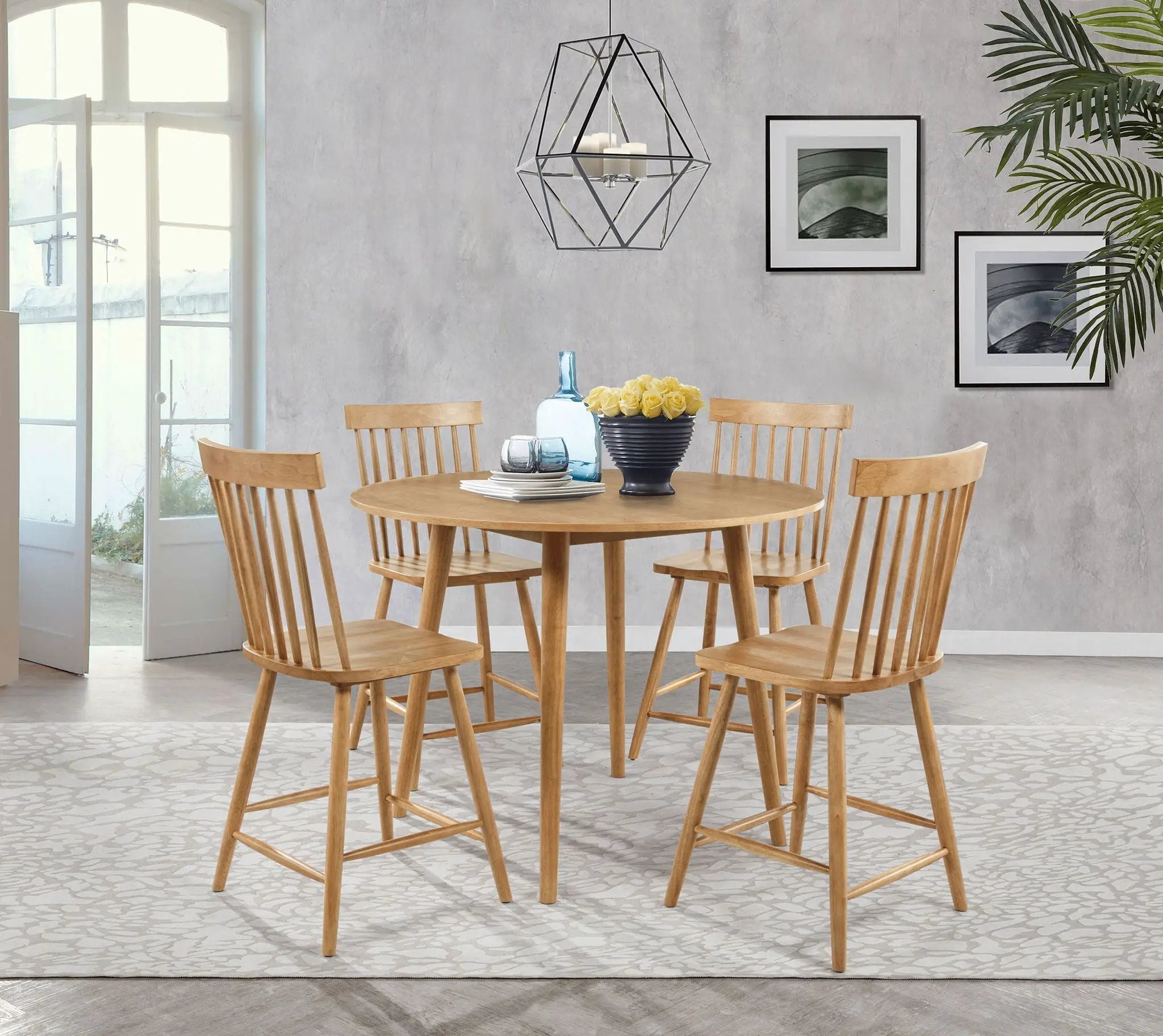 Andrews 5-piece Round Counter Height Dining Set Light Ash by Unique Piece Furniture