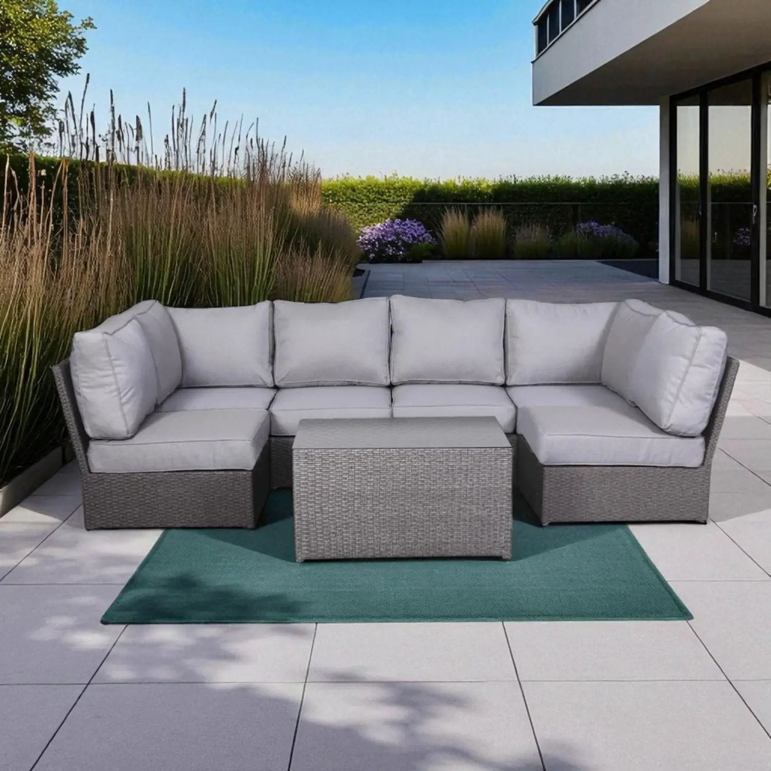 Comfortable Modern Patio Rattan Sectional Set With Cushions by Unique Piece Furniture