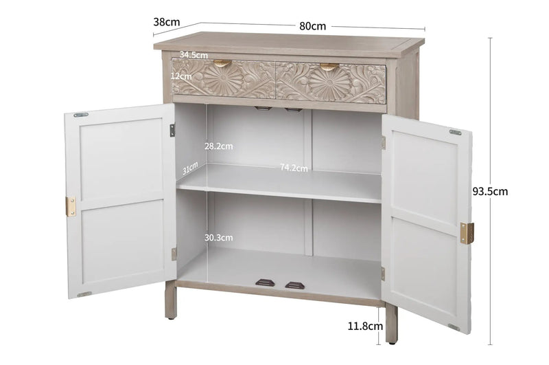 Hand-Carved Accent Cabinet with Drawer and Doors by HouseOfZazla
