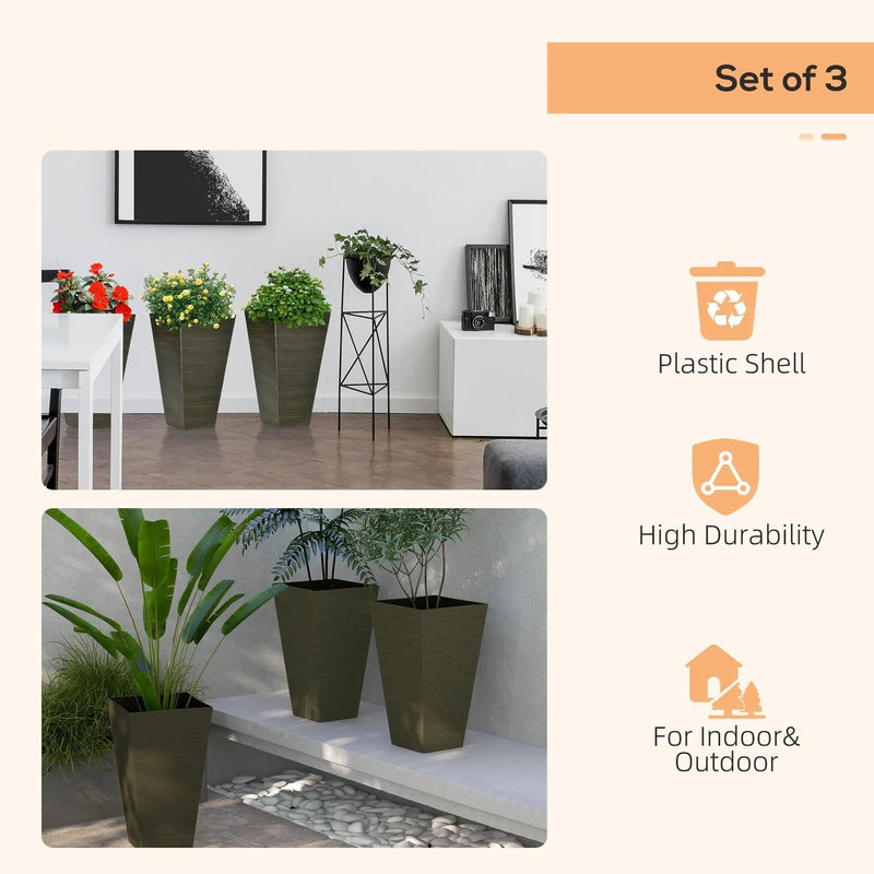 Outsunny 28" Tall Outdoor Planters, Set of 3 by HouseOfZazla
