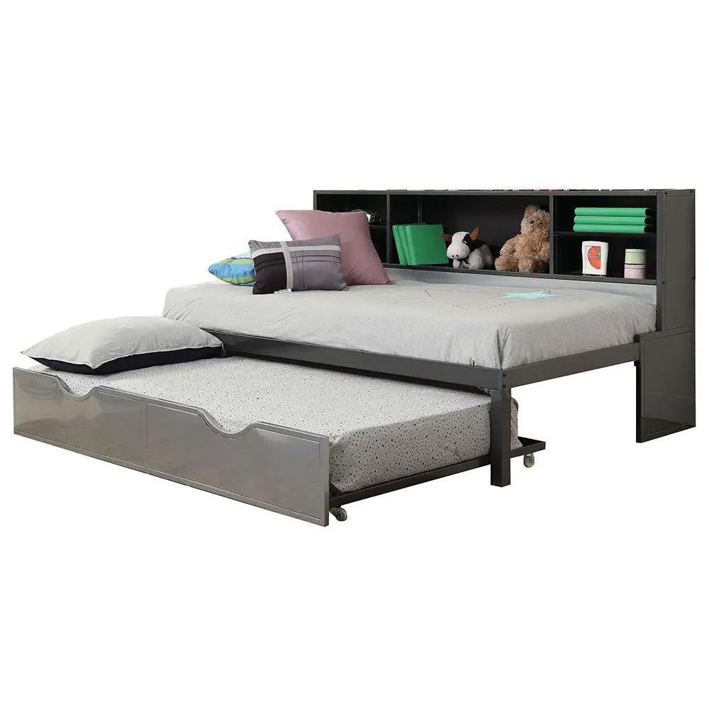 Renell - Twin Bed With Trundle & Storage - Black & Silver by Unique Piece Furniture
