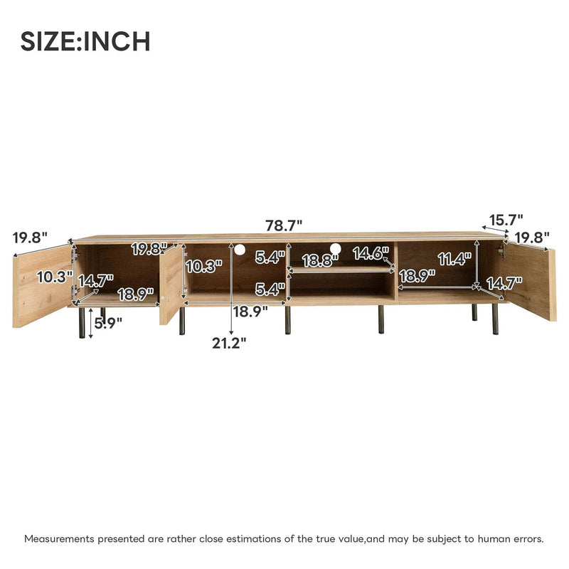 78" TV Stand For TVs Up To 85" With Closed Storage, Living Room Entertainment Center - Natural Wood by Unique Piece Furniture