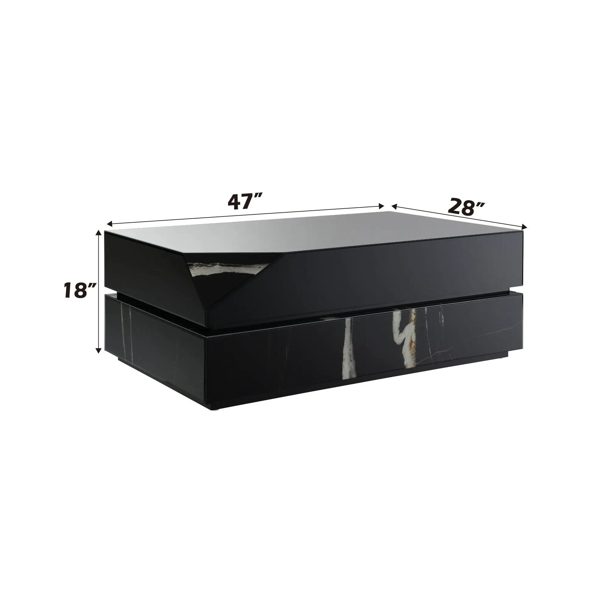 Wenona - Mirrored Coffee Table - Black by HouseOfZazla