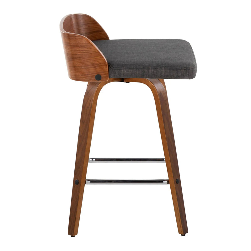 Maya - Mid Century Modern Fixed Height Counter Stool & Swivel With Square Footrest (Set of 2) by Unique Piece Furniture