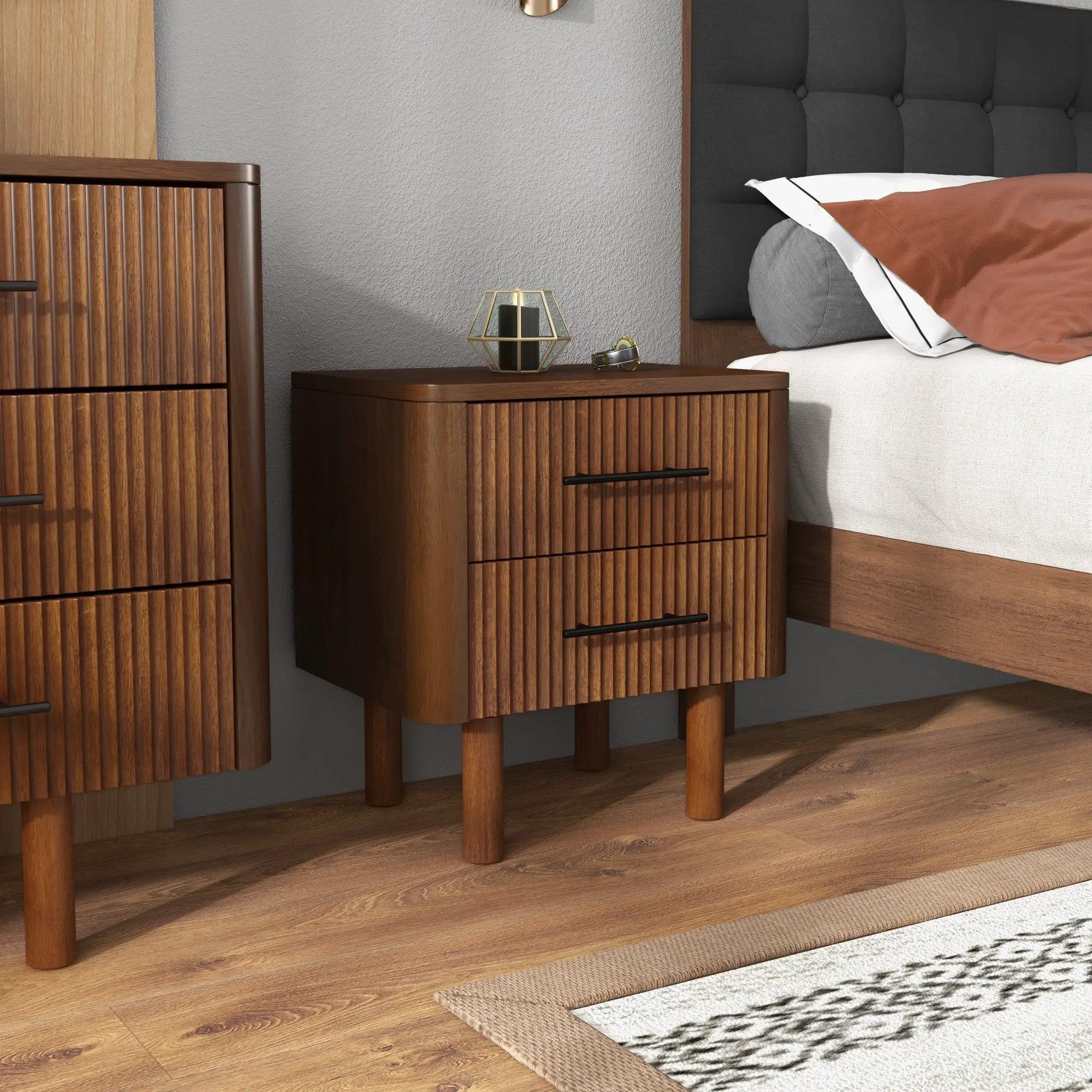 Logan - Nightsd Bed Side Tables With 2 Drawers - Brown by Unique Piece Furniture