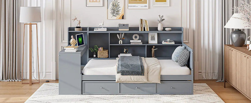Daybed With 3 Drawers USB Ports And Desk by HouseOfZazla