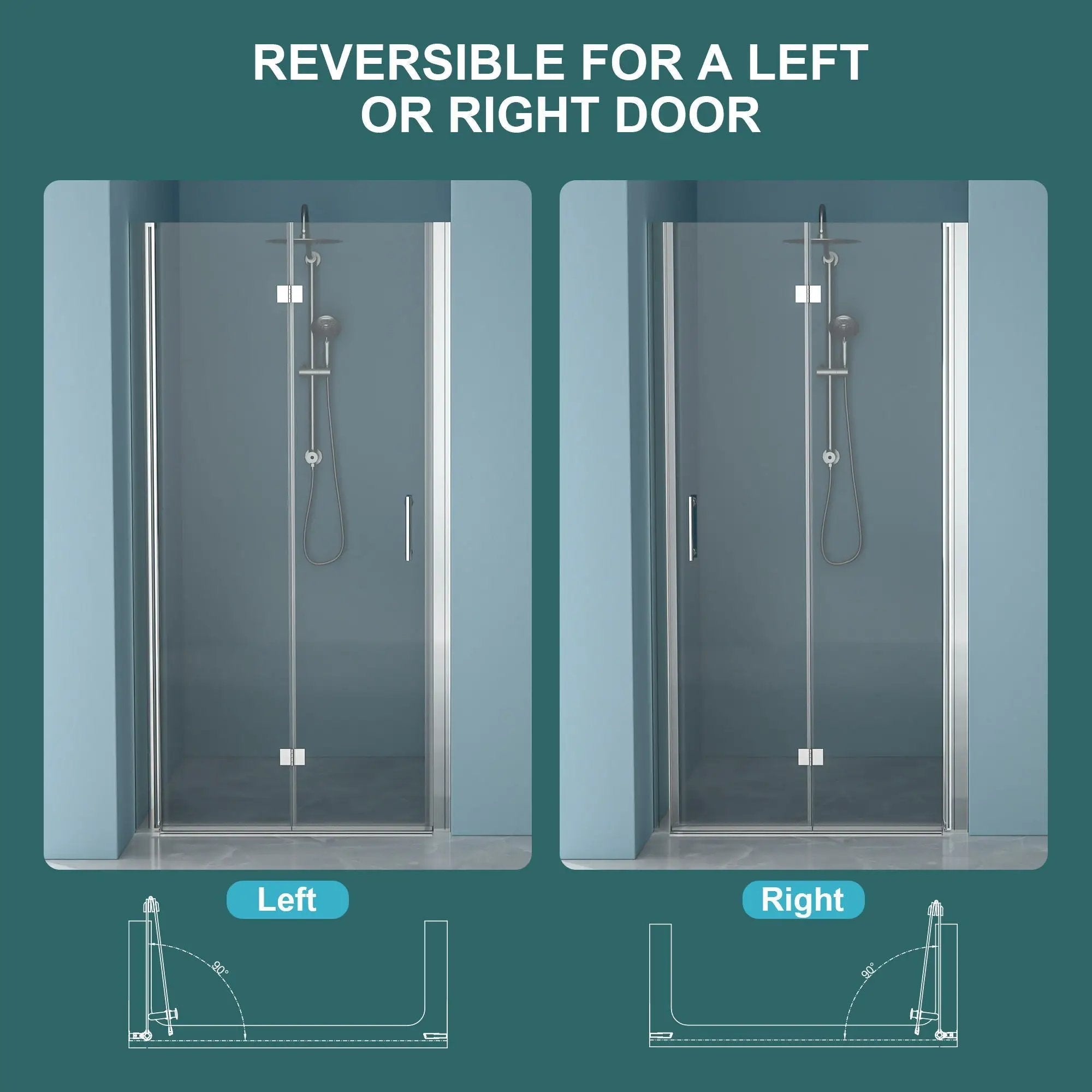 Fold Frameless Shower Door With Tempered Glass by HouseOfZazla