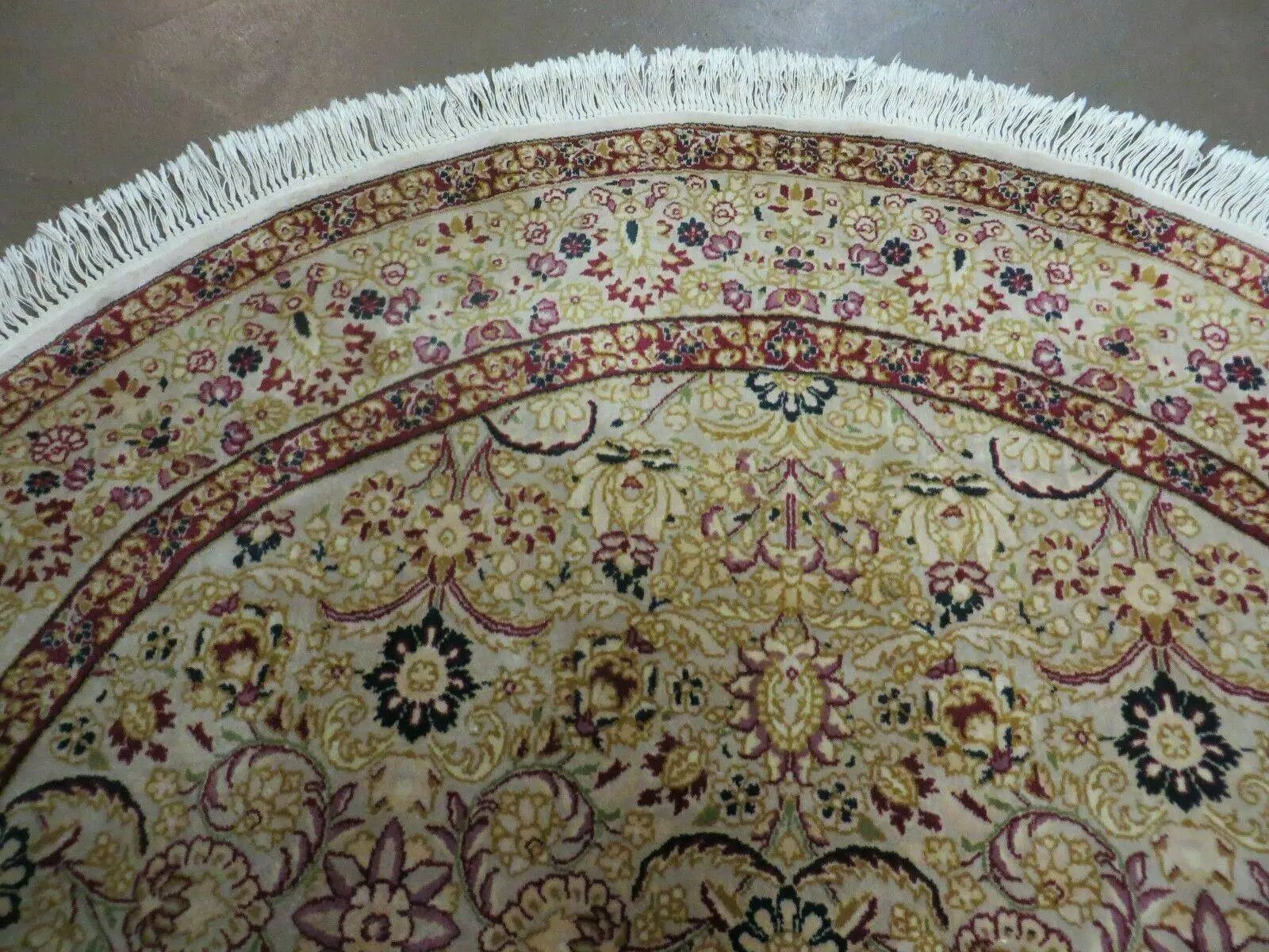 6' Handmade Fine Indian Wool Rug Carpet Round Silk Accent Beauty by Jewel Rugs