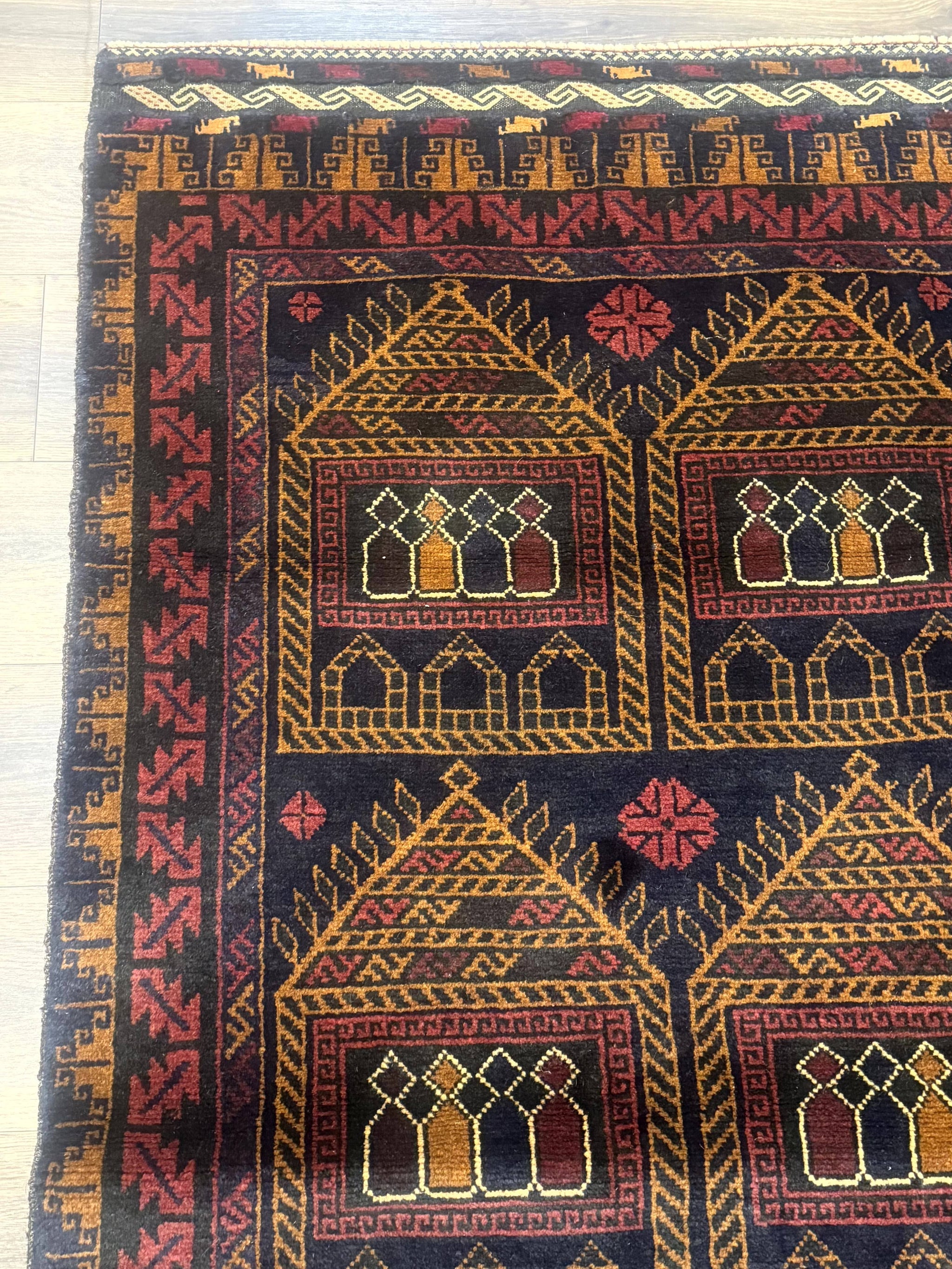 Afghan Rug 3x7, Navy Blue, Tribal Rug, Balouch Carpet, New by Jewel Rugs