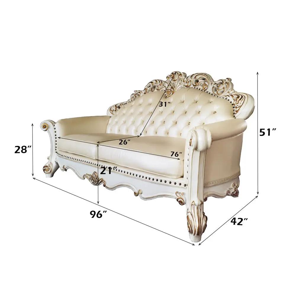 Vendome - Sofa With 5 Pillows - Champagne Synthetic Leather & Antique Pearl by Unique Piece Furniture