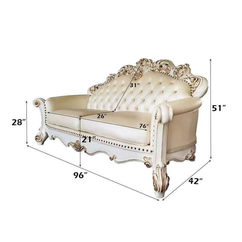 Vendome - Sofa With 5 Pillows - Champagne Synthetic Leather & Antique Pearl by Unique Piece Furniture