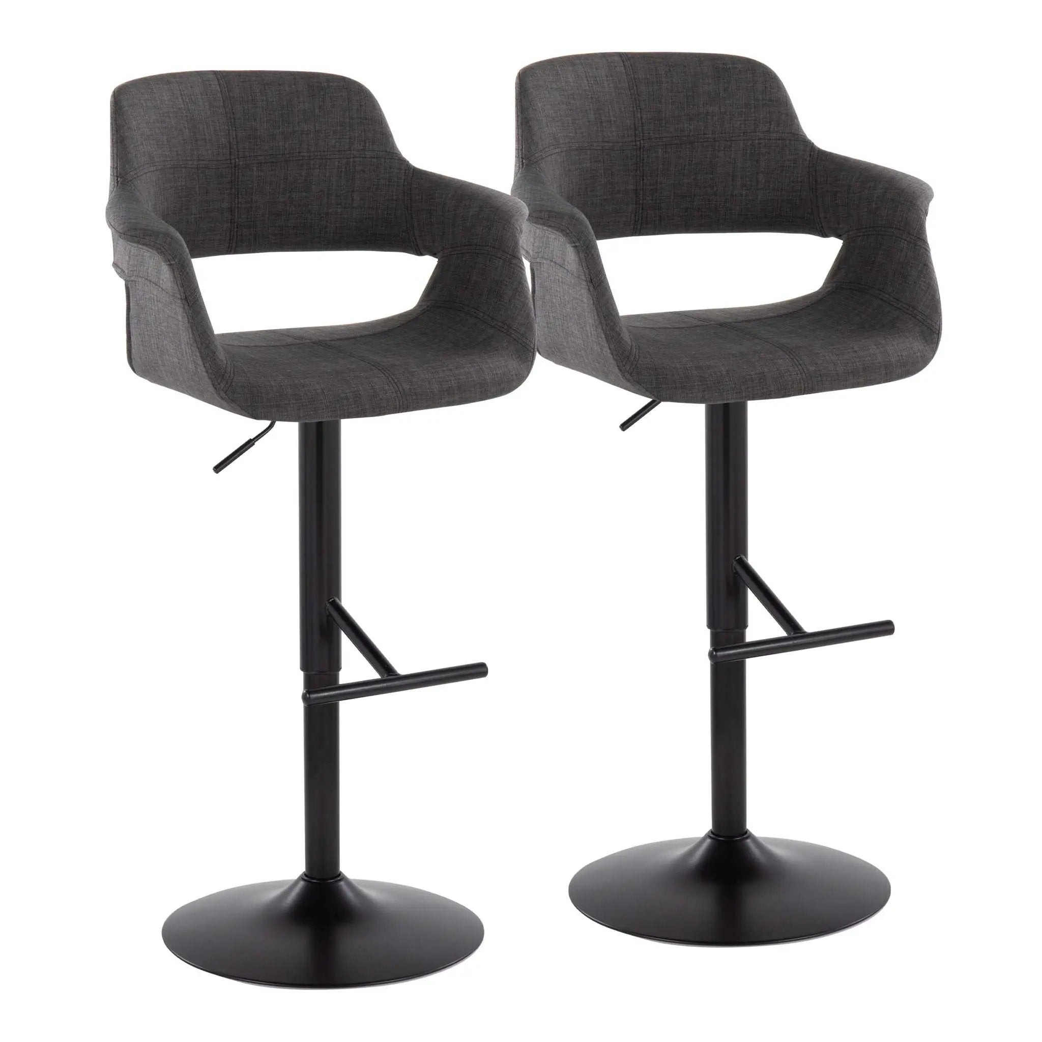 Vintage Flair - Mid Century Modern Adjustable Barstool With Straight T Footrest (Set of 2) by Unique Piece Furniture