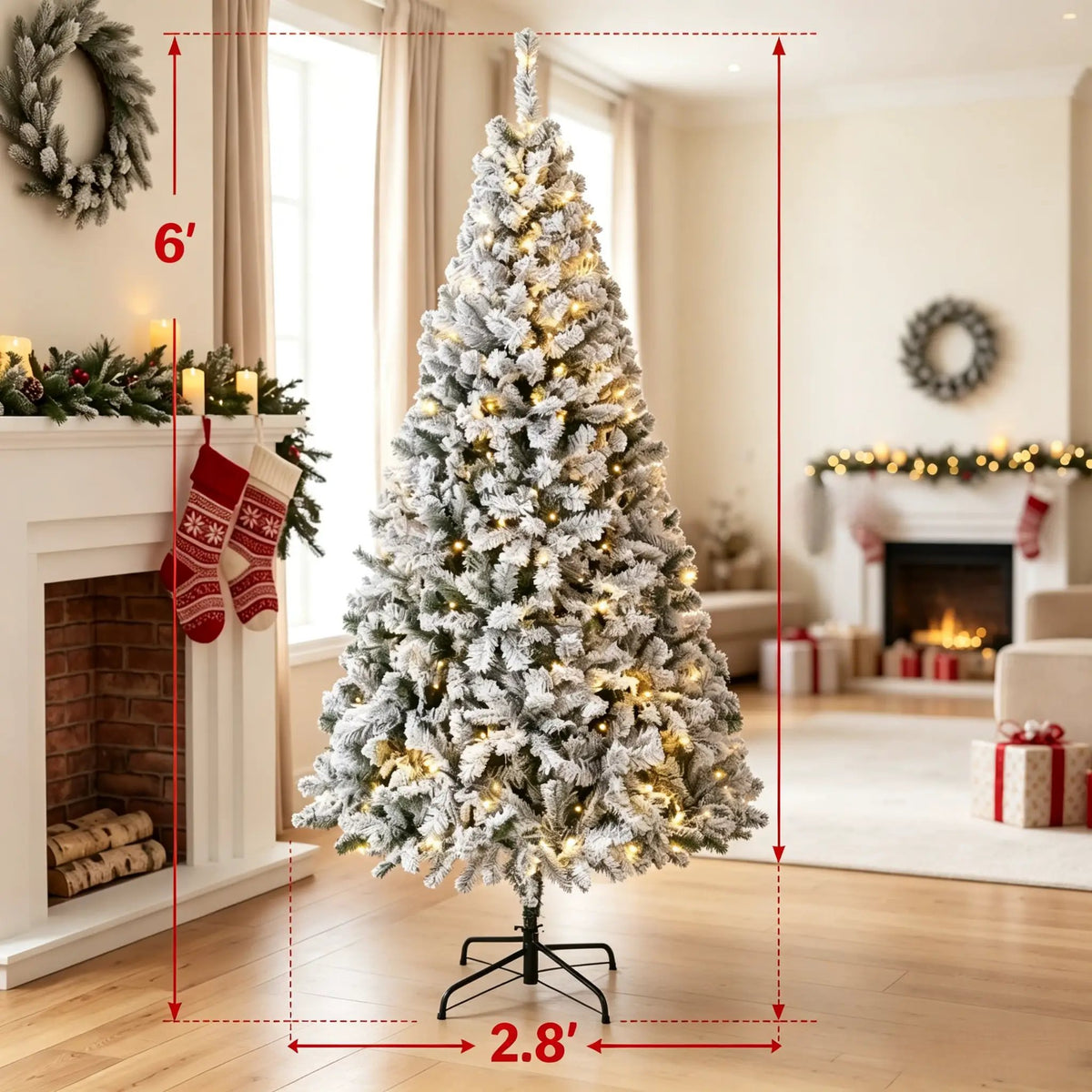 6 Ft Pre-Lit Flocked Fraser Fir Artificial Christmas Tree by HouseOfZazla