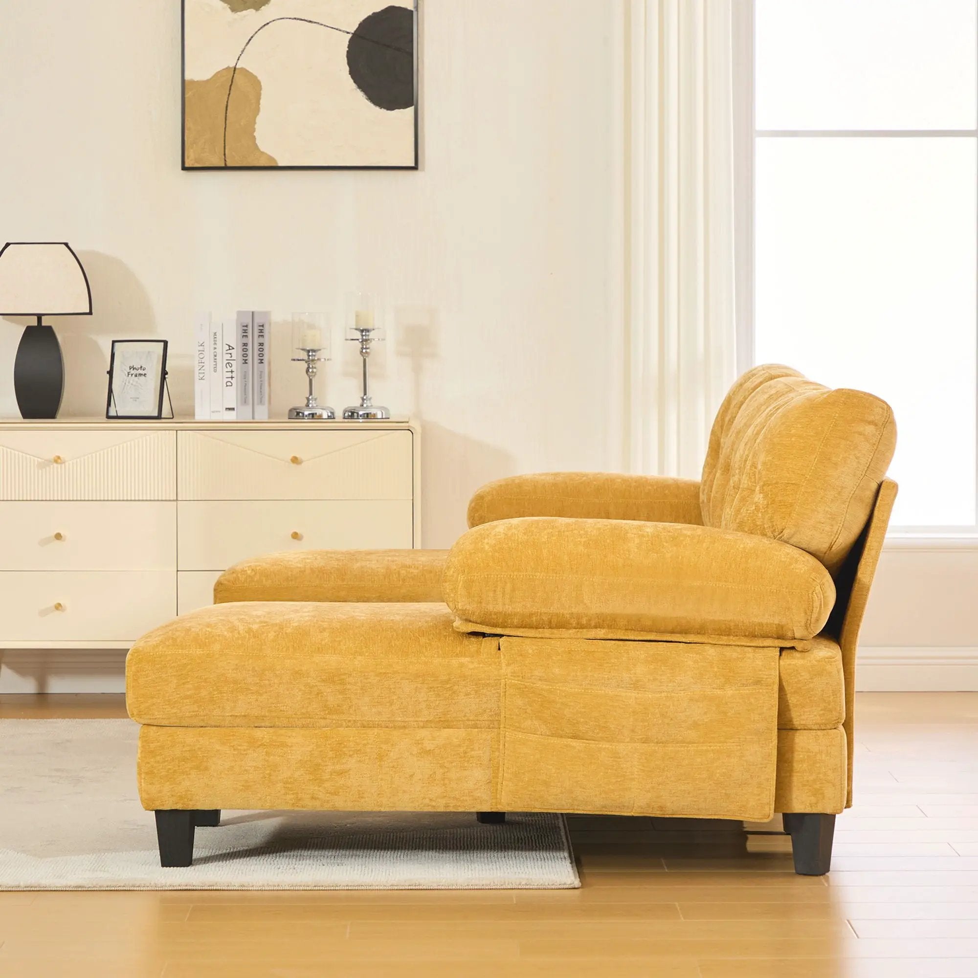 U-Shaped Sectional Sofa 103.5" Fabric Couch With Dual Chaise Lounges, Storage Pockets, Armrest Pillows by HouseOfZazla