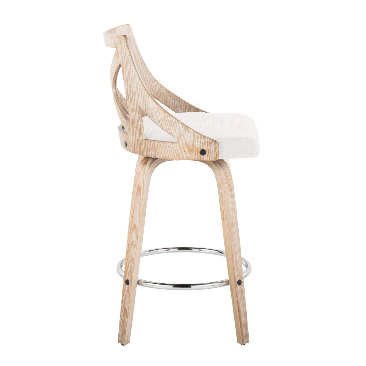 Charlotte - Farmhouse Fixed Height Counter Stool With Swivel And Round Footrest (Set of 2) by HouseOfZazla