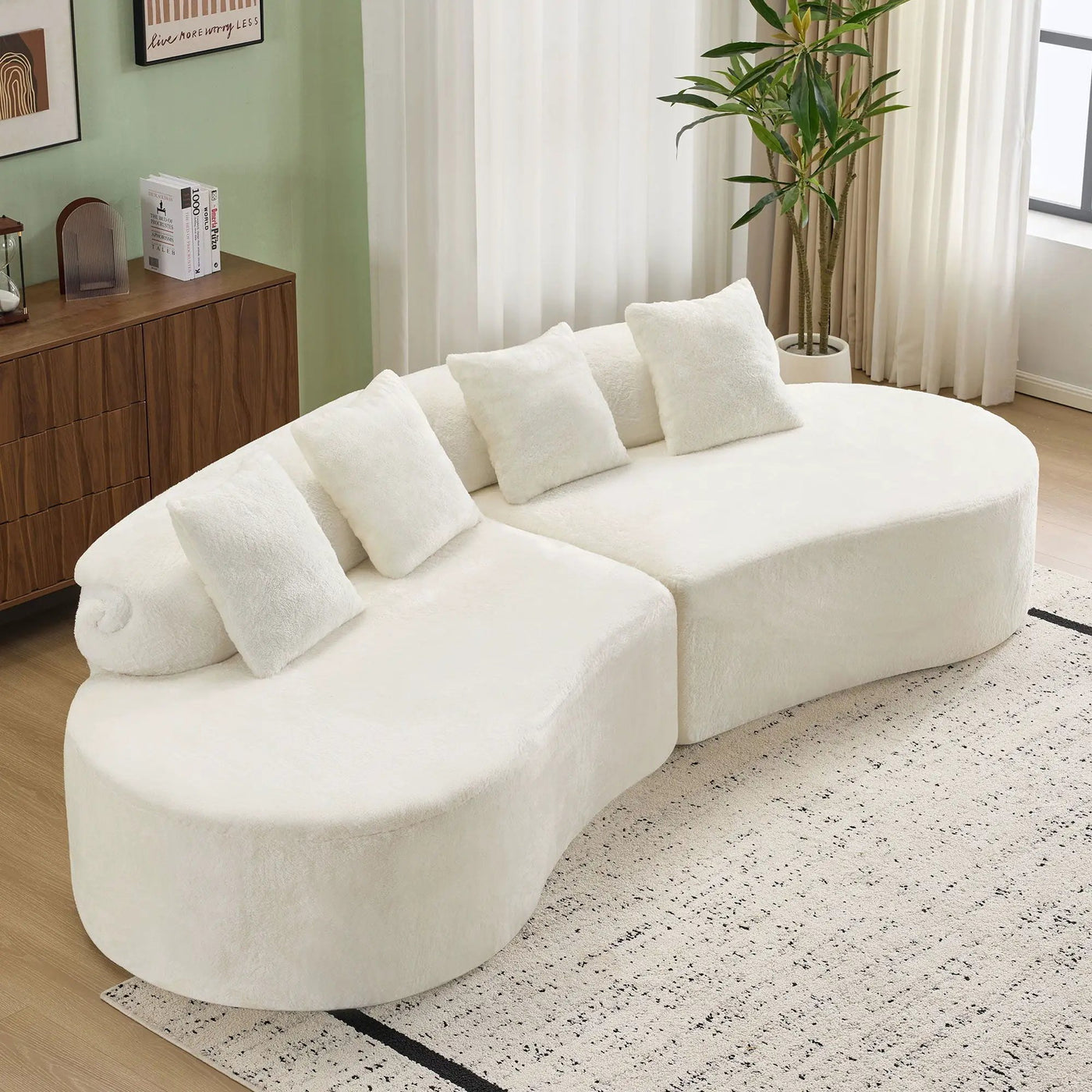 Modern Curved Sofa With Pillows by Unique Piece Furniture