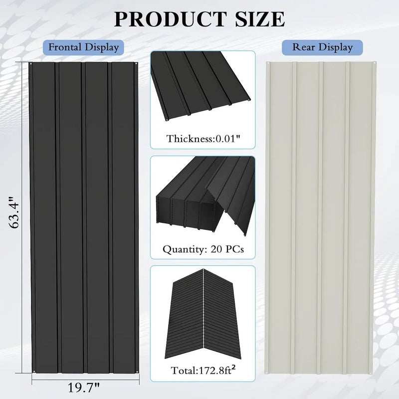 20 PCS Metal Roofing Panels, Galvanized Steel, Waterproof, Heavy Duty by HouseOfZazla