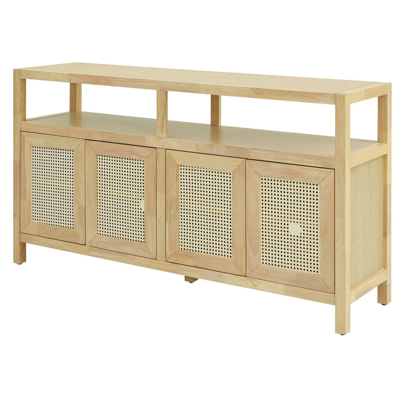 Bohemian Style Rattan Buffet Storage Cabinet with Solid Wood Frame by HouseOfZazla