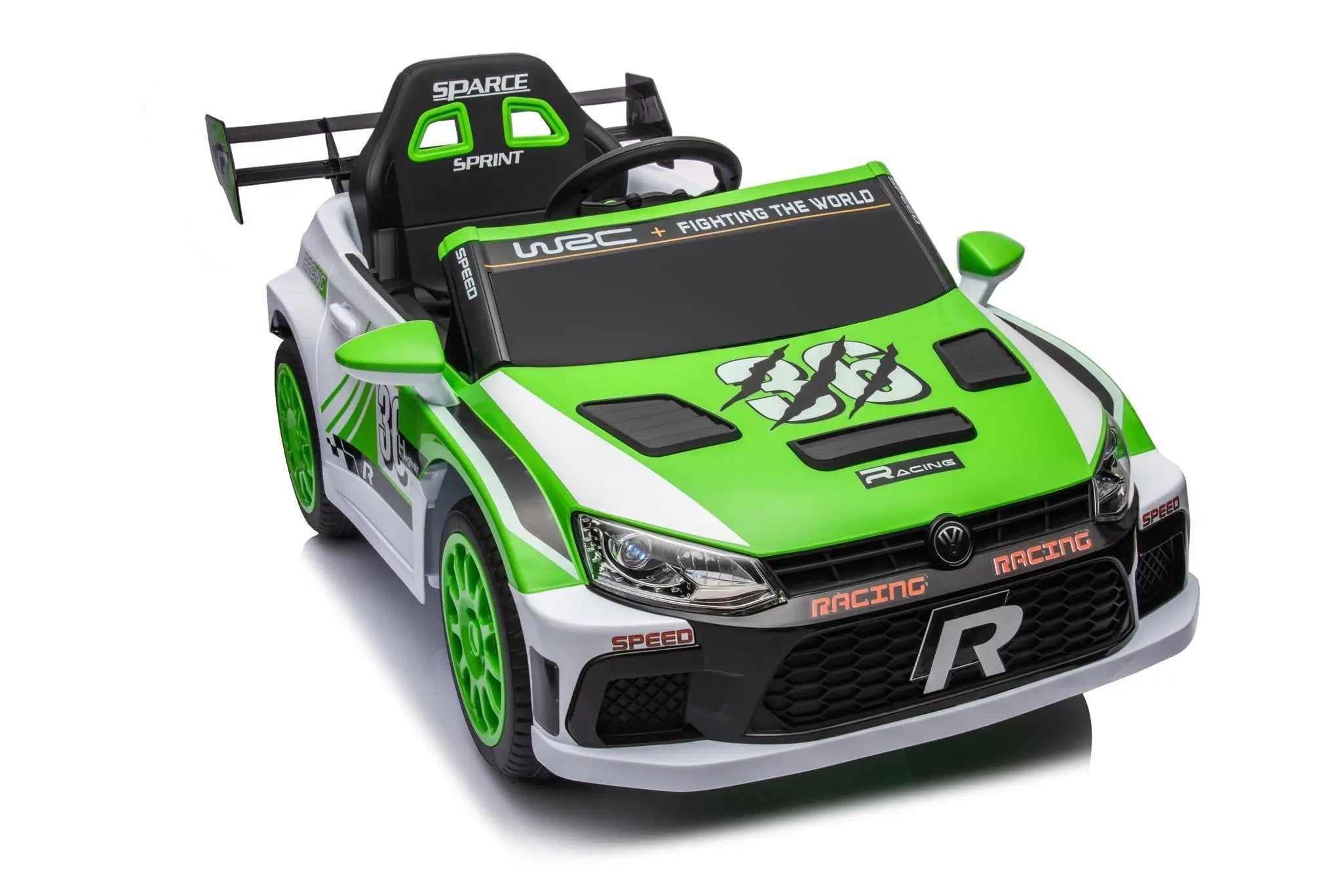 12V4A 20W*2 One Button Start, Forward And Backward, High And Low Speed, Music, Front Light, Power Display, Two Doors Can Open, 2.4G R / C, Seat Belt Four Wheel Absorber Kids Ride On Car by HouseOfZazla