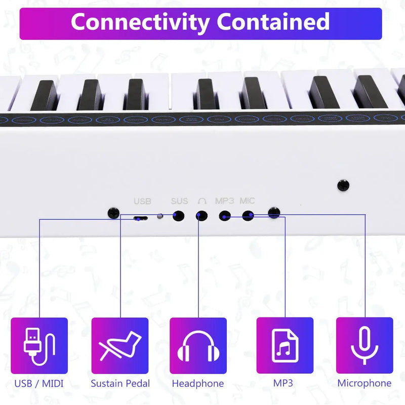 61-Key Portable Digital Stage Piano with Carrying Bag-White by DirectDeals