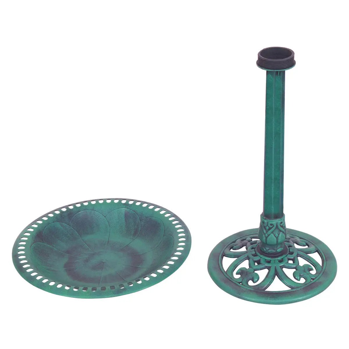 Outdoor Garden Green Pedestal Bird Bath Feeder by DirectDeals