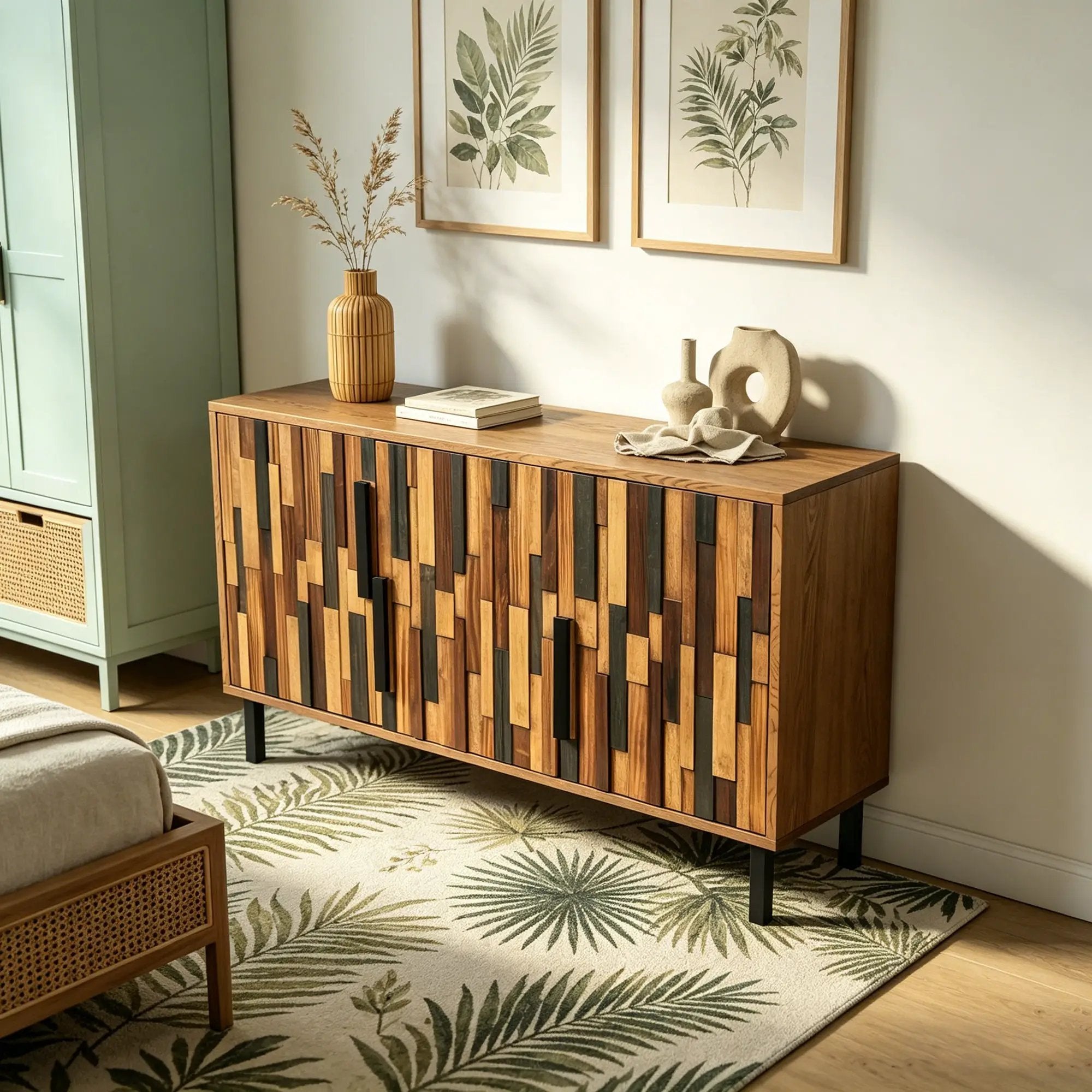 Farmhouse Rustic Sideboard With Straight Wood Pattern by HouseOfZazla