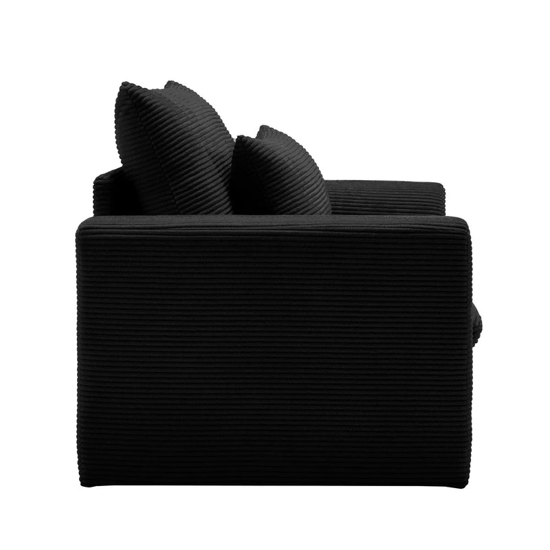 Black Corduroy Deep Seat Single Sofa Accent Chair by HouseOfZazla