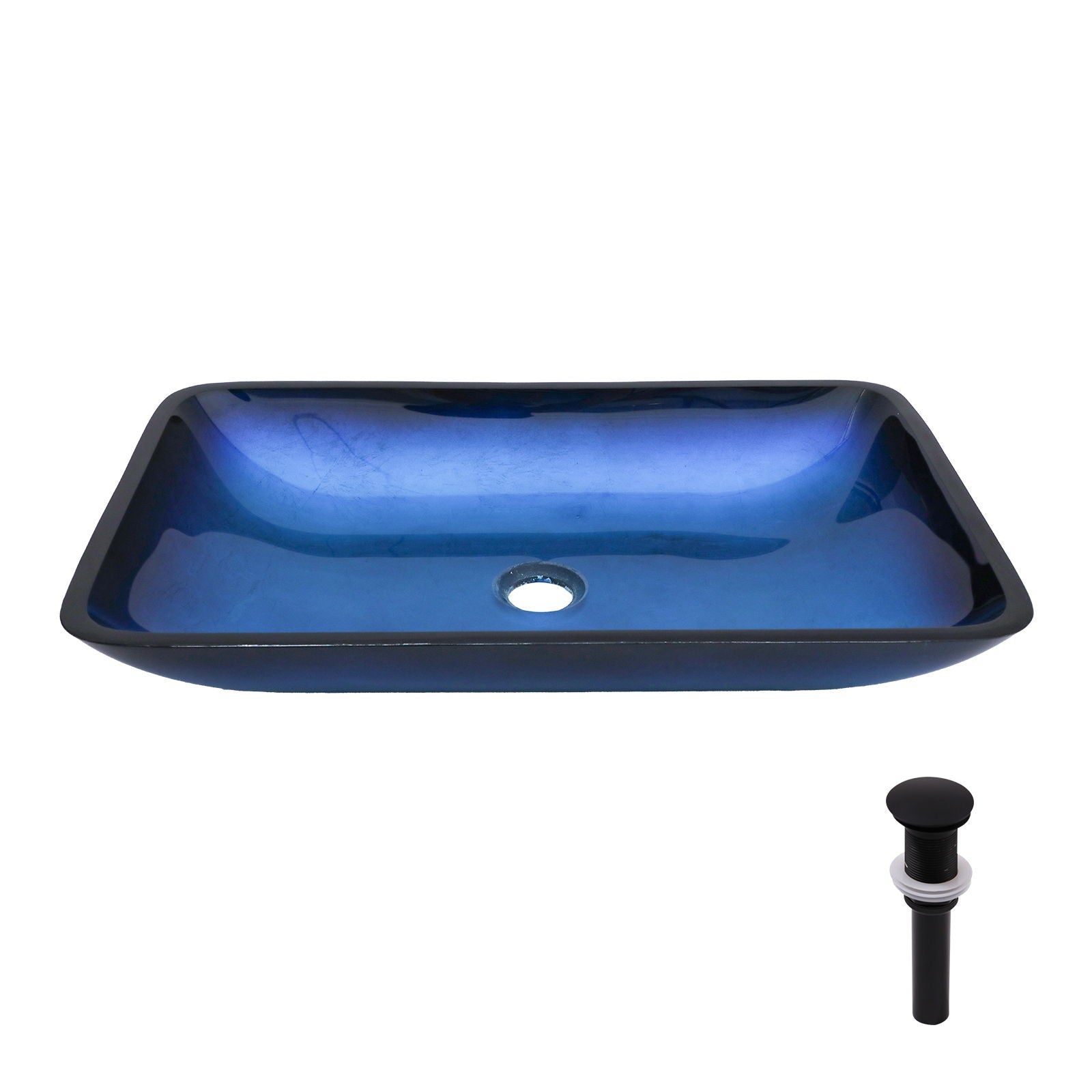Gradient Tempered Glass Vessel Sink With Pop-Up Drain by HouseOfZazla