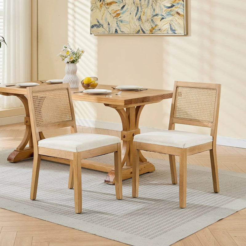 Farmhouse Rattan Dining Chairs Set of 2 by HouseOfZazla