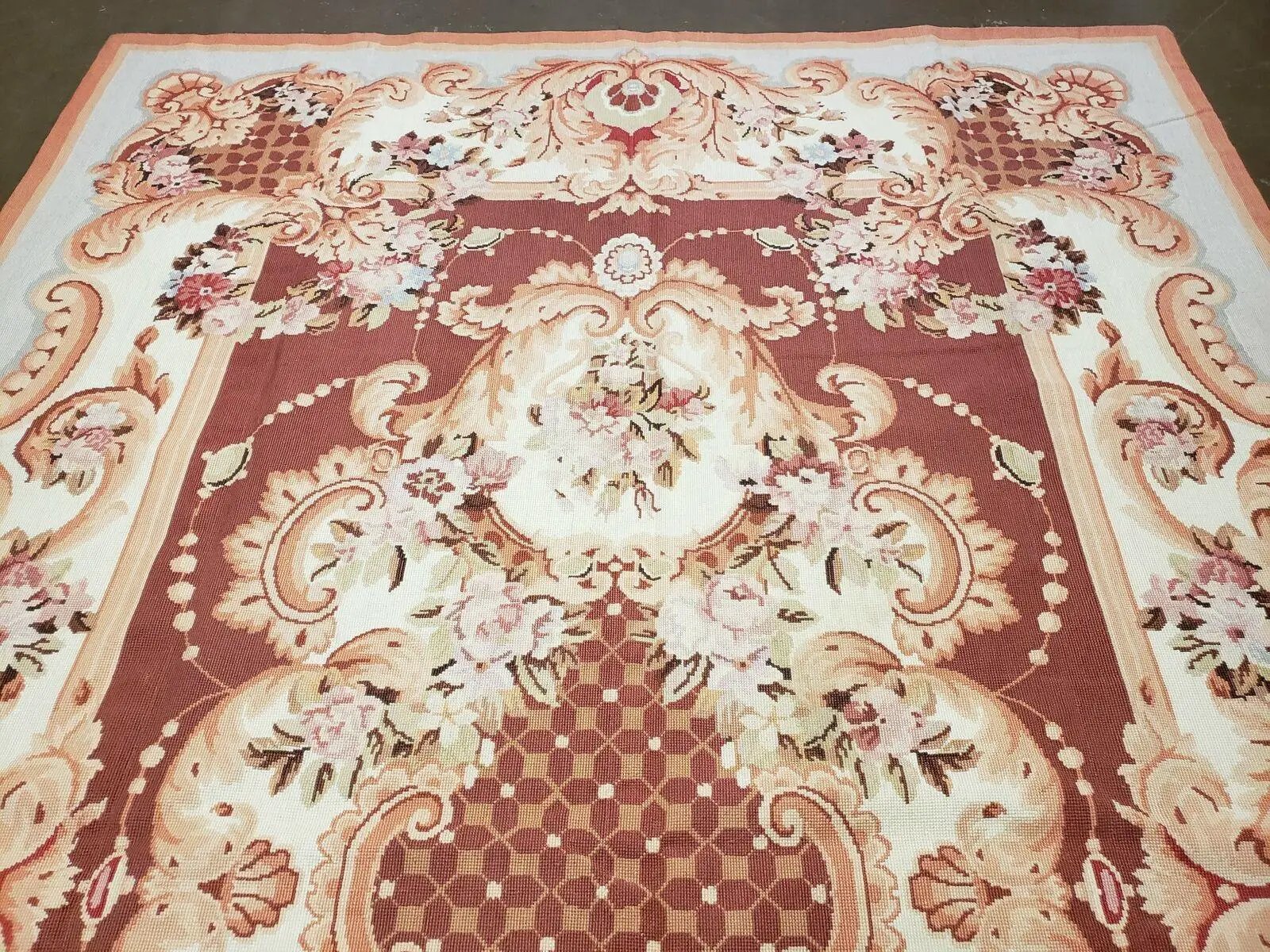 6' X 9' Vintage Handmade Chinese Needlepoint Wool Rug Flat Weave by Jewel Rugs