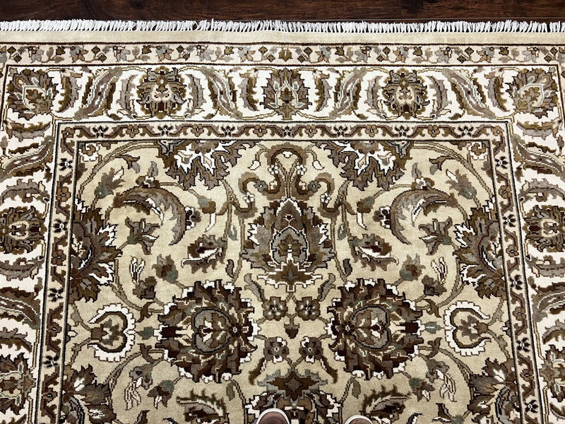 Indo Mahal Rug 6x9, Indian Carpet 6 x 9 ft, Light Green and Ivory, Floral Allover, Wool Oriental Carpet, Traditional Rug, Handmade by Jewel Rugs