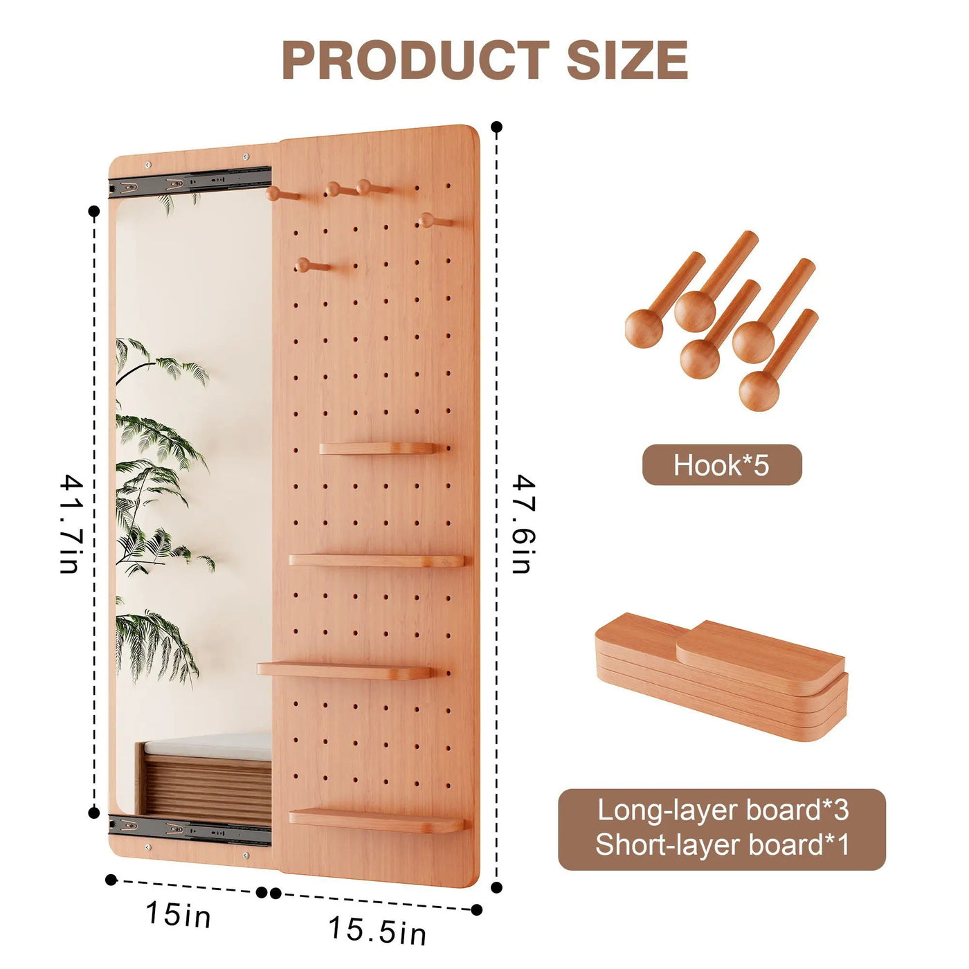 Wall Mounted Full Length Mirror With Shelf And Hook by HouseOfZazla