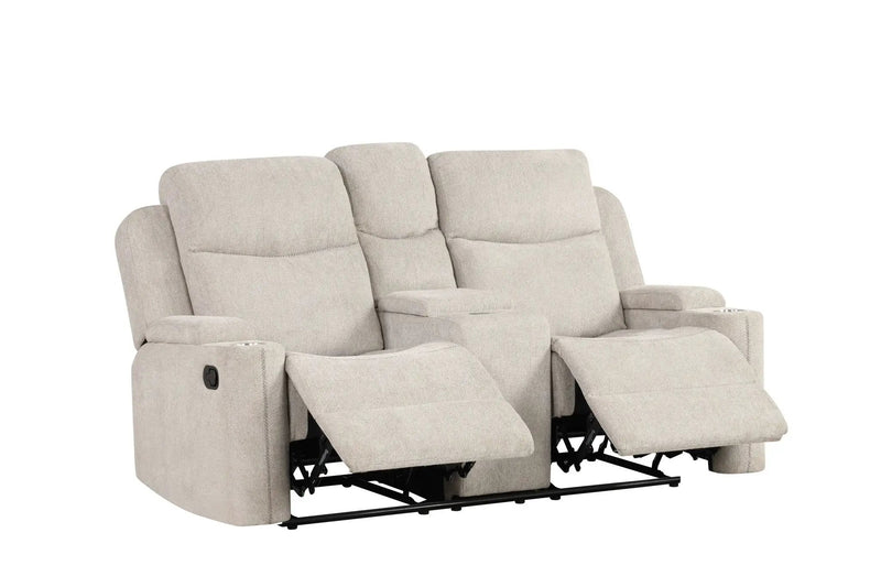 Galya - Motion Loveseat With Console - Light Gray by HouseOfZazla
