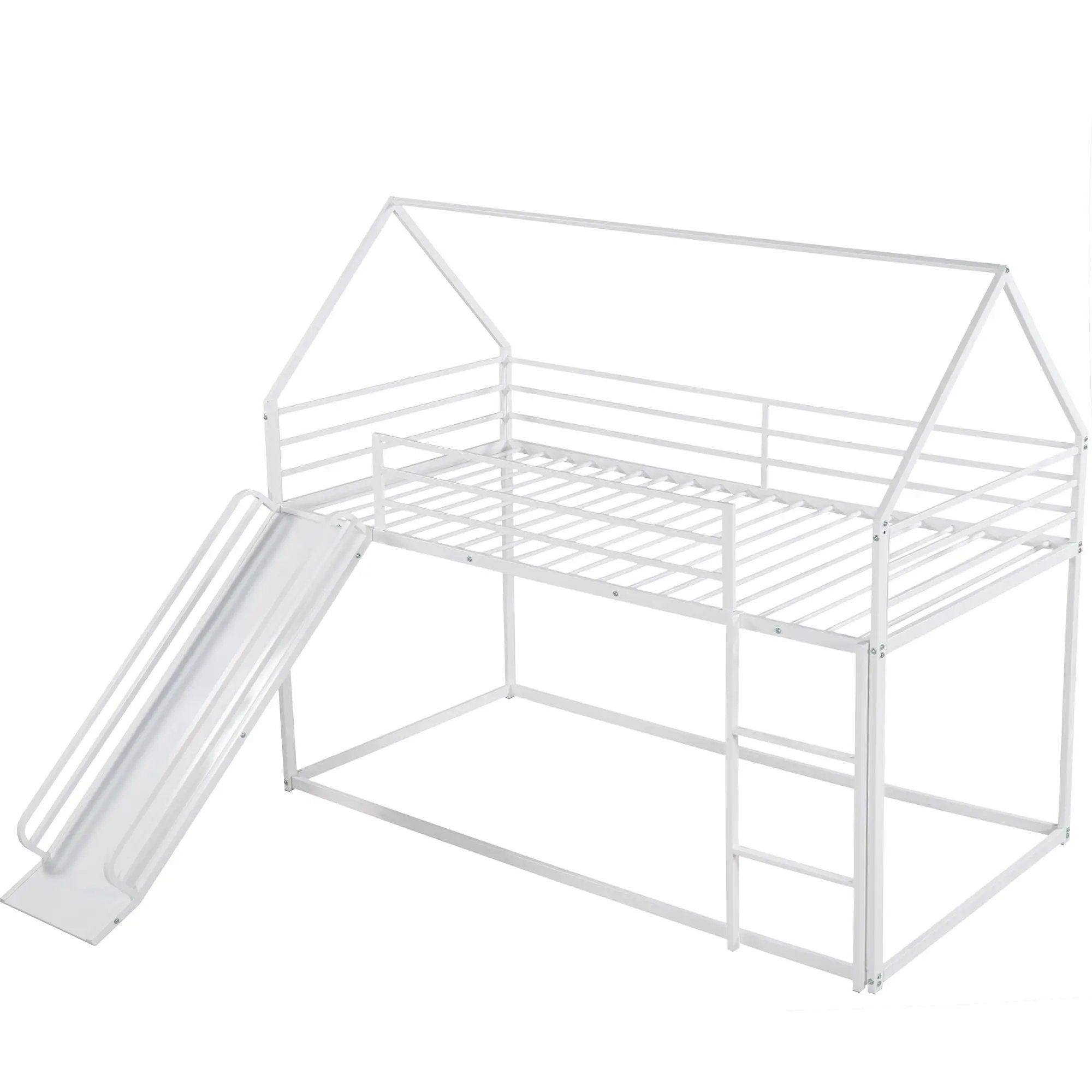 Twin Over Twin House Bunk Bed With Ladder And Slide by Unique Piece Furniture