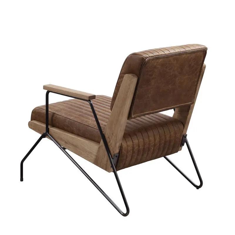 Eacnlz - Accent Chair - Cocoa Top Grain Leather & Matt Iron by Unique Piece Furniture