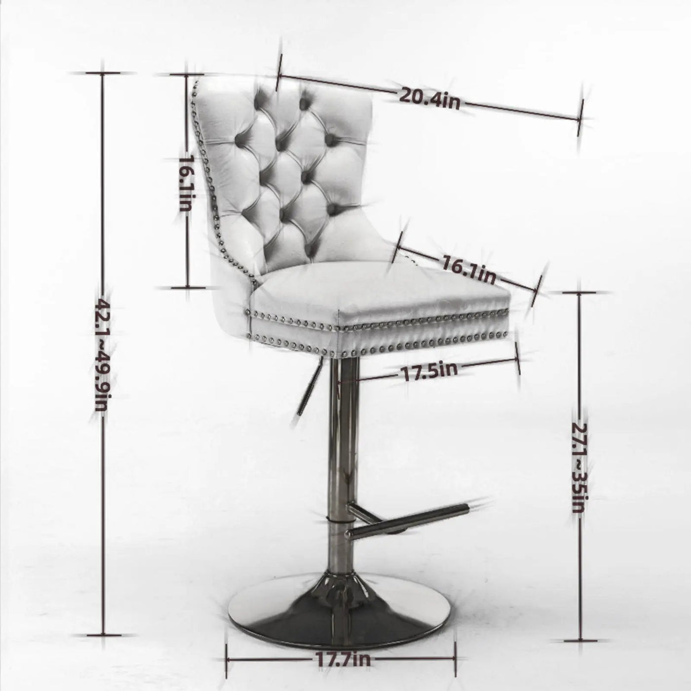 Thick Swivel Barstools Adjusatble Seat Height From 25-33", Modern Upholstered Bar Stools With Backs Comfortable Tufted For Home Pub And Kitchen Island (Set of 2) by Unique Piece Furniture