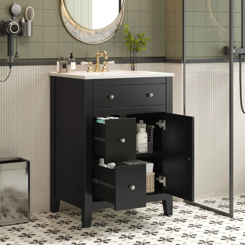 Bathroom Vanity With Basin, Rectangular Cabinet With 2 Drawers And Soft Closing Door by Unique Piece Furniture