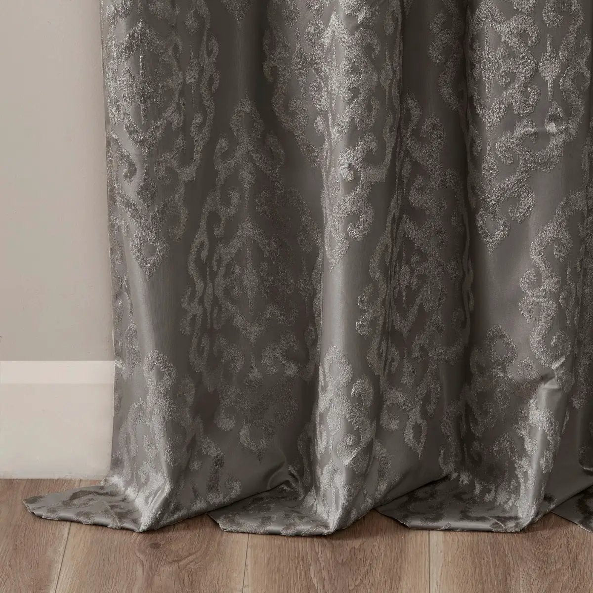 Knitted Jacquard Damask Total Blackout Grommet Curtain Panel by HouseOfZazla