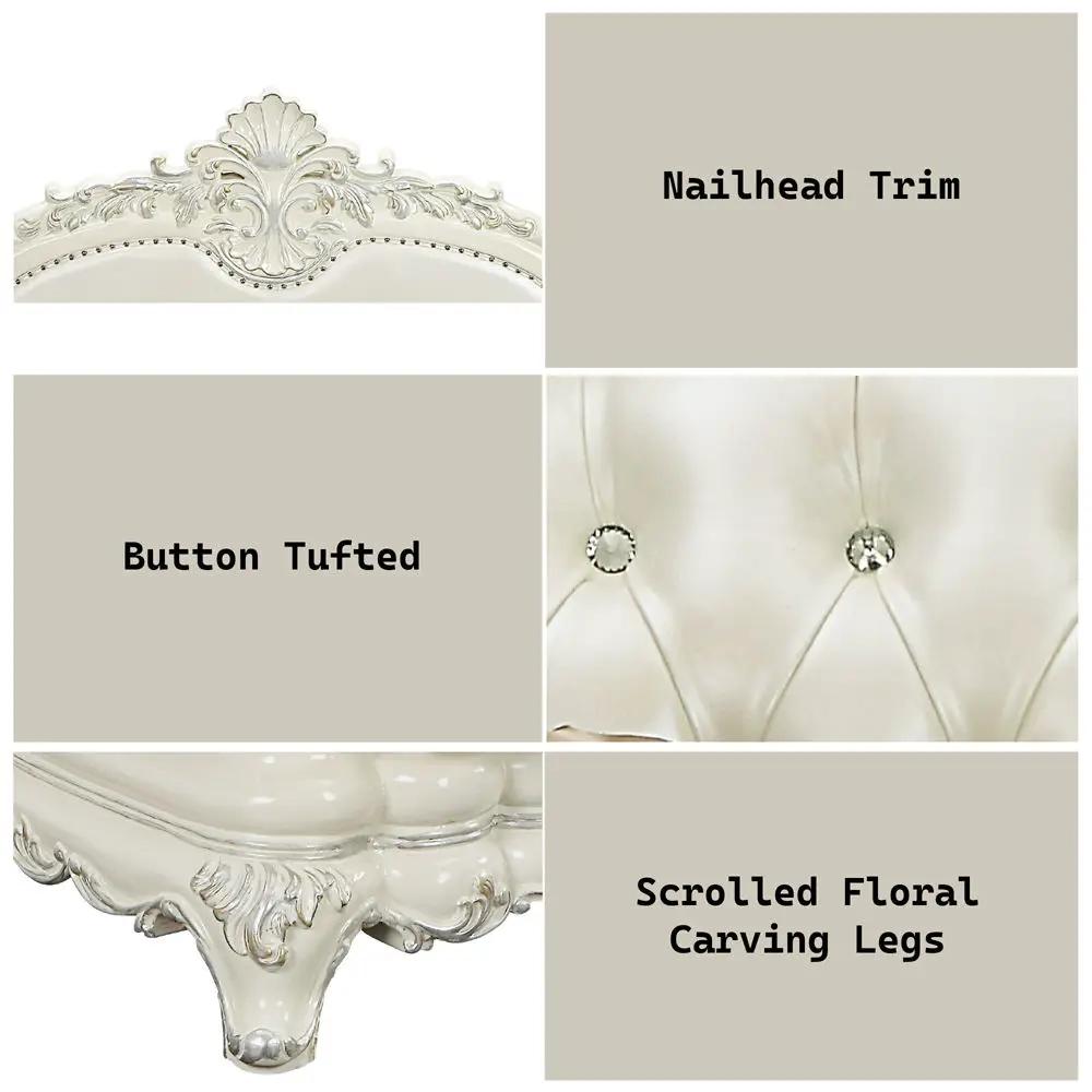 Adara - Sofa With 7 Pillows - Pearl White Synthetic Leather & Antique White by Unique Piece Furniture
