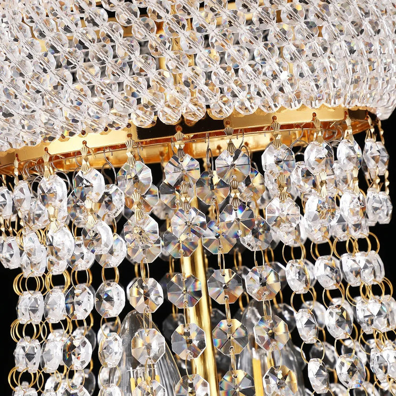 24-Inch Gold Crystal Chandelier, 12-Light French Empire Style Ceiling Light by HouseOfZazla