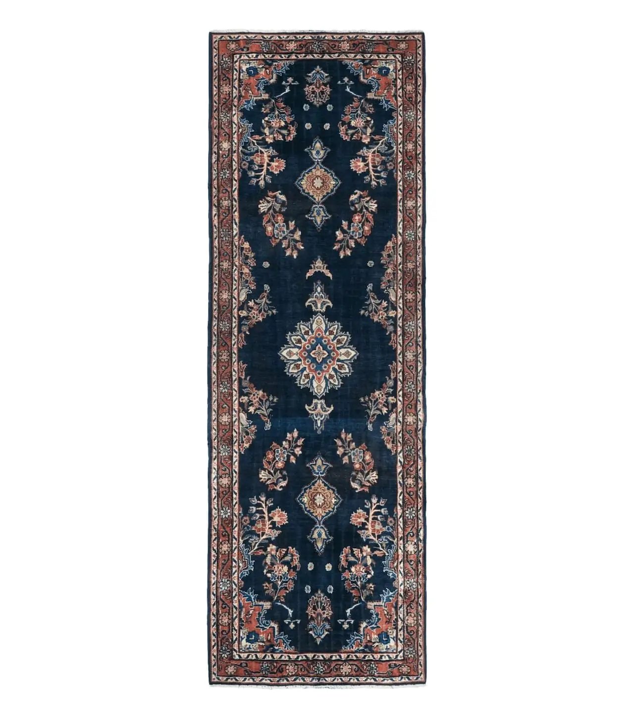 Persian Runner Rug 4x11, Navy Blue Antique Lilihan Runner by Jewel Rugs