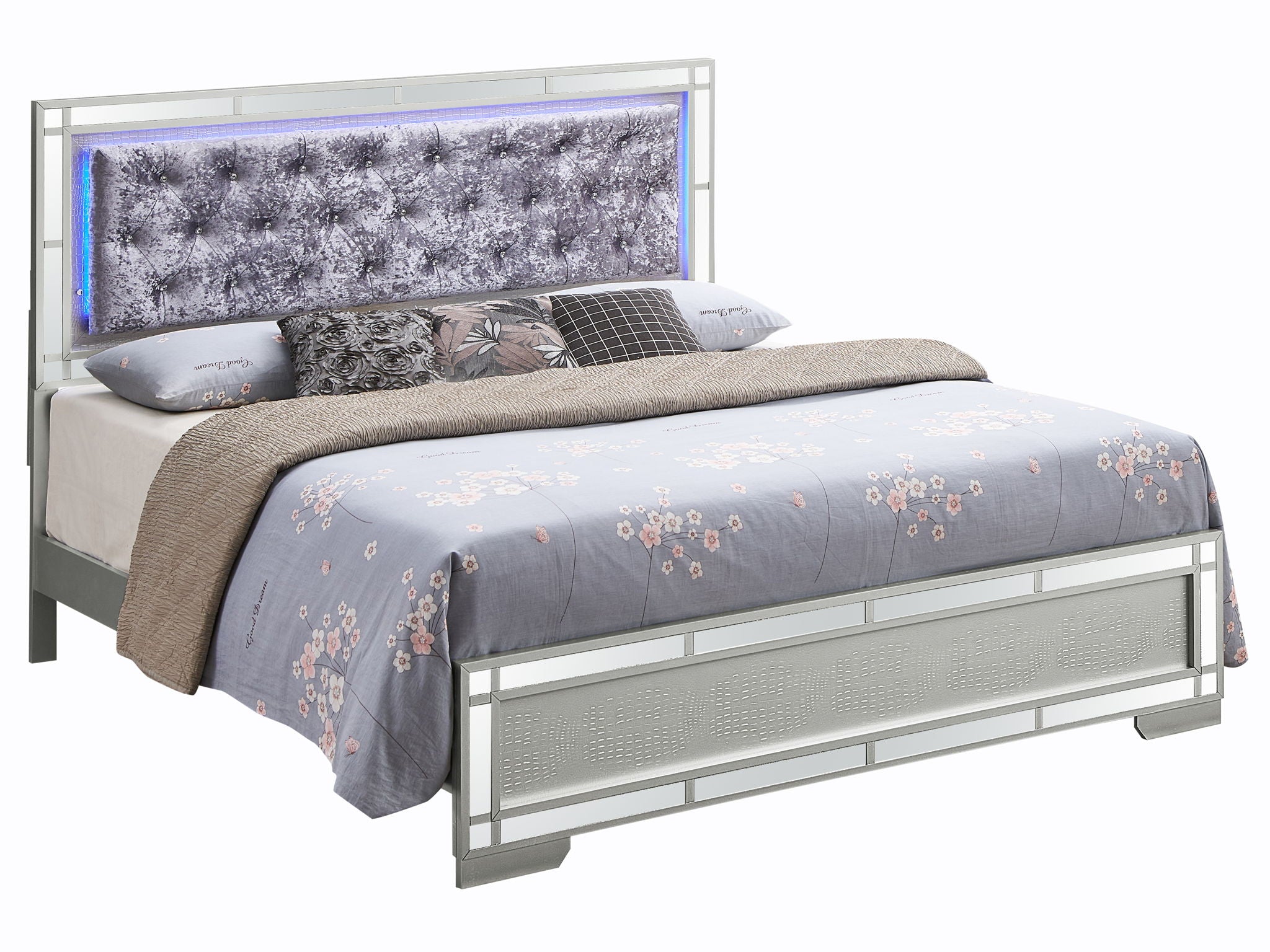 Madison - Upholstered Bed With LED by HouseOfZazla