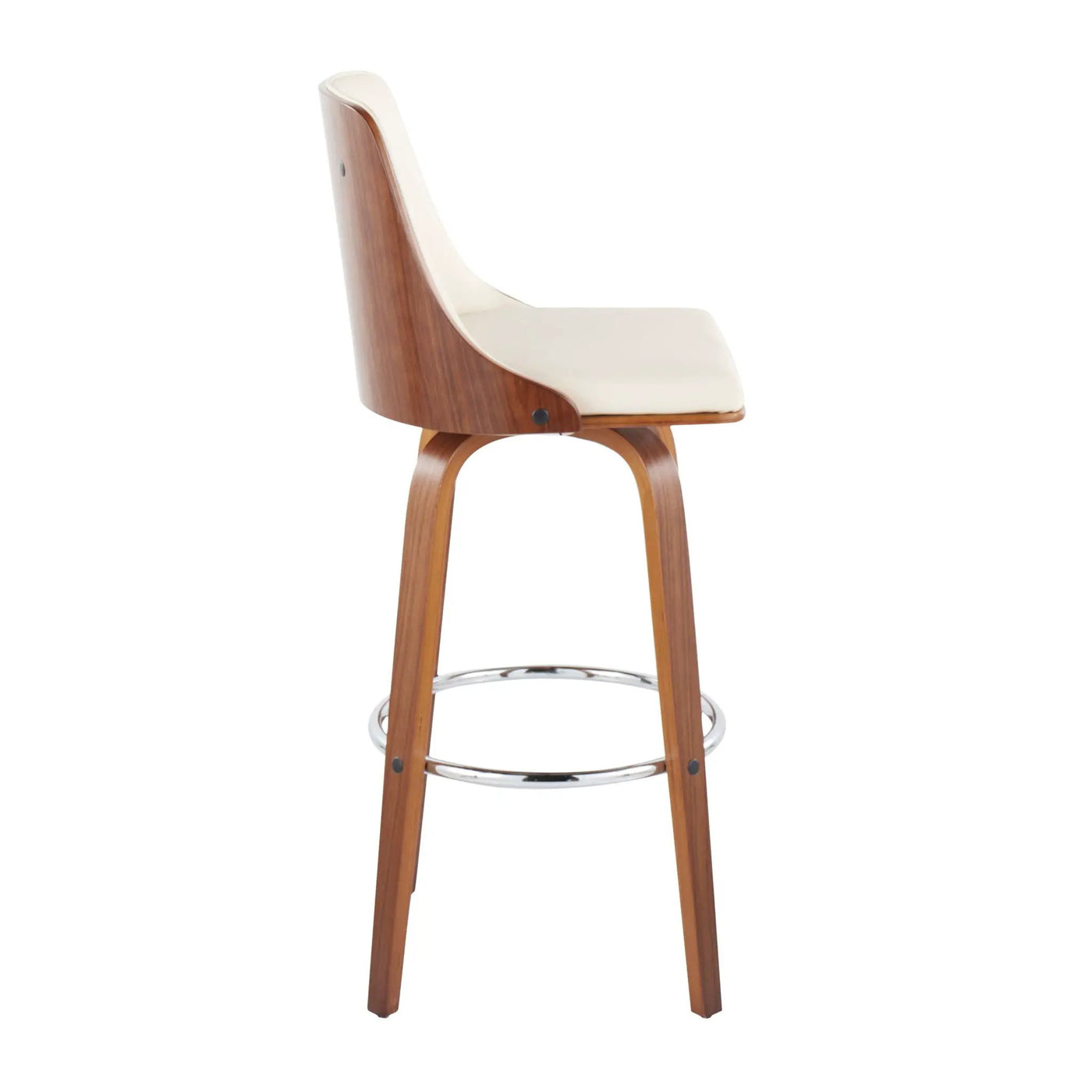 Gianna - Mid Century Modern Fixed Height Barstool With Swivel With Round Footrest (Set of 2) by HouseOfZazla