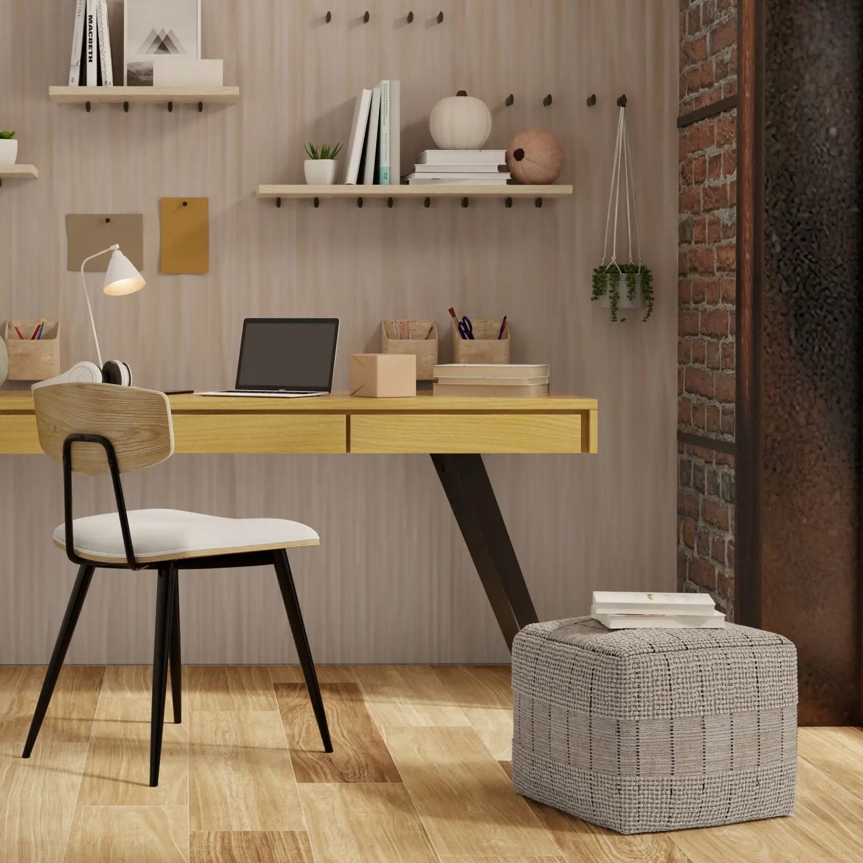 Elmer - Square Woven Pouf - Natural / Gray by HouseOfZazla